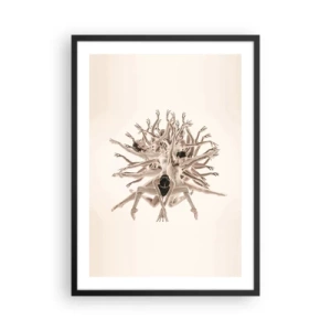 Poster în ramă neagră - O compoziție artistică a unei dansatoare în culori delicate de bej. - 50x70cm - Înflorirea în dans - Decorațiune modernă pentru perete pentru living și dormitor ARTTOR