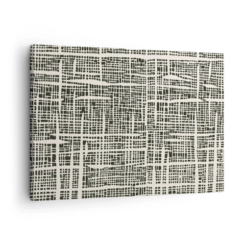 Tablou pe pânză Canvas - Un model geometric asemănător unei grile pe un fundal deschis - 70x50cm - O compoziție țesută - Decorațiune modernă pentru perete pentru living și dormitor ARTTOR