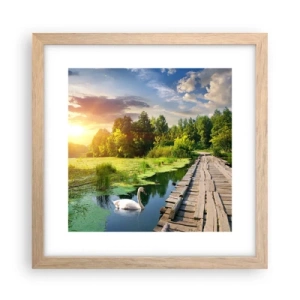 Poster în ramă de stejar deschis - Vară, vară peste tot - 30x30 cm
