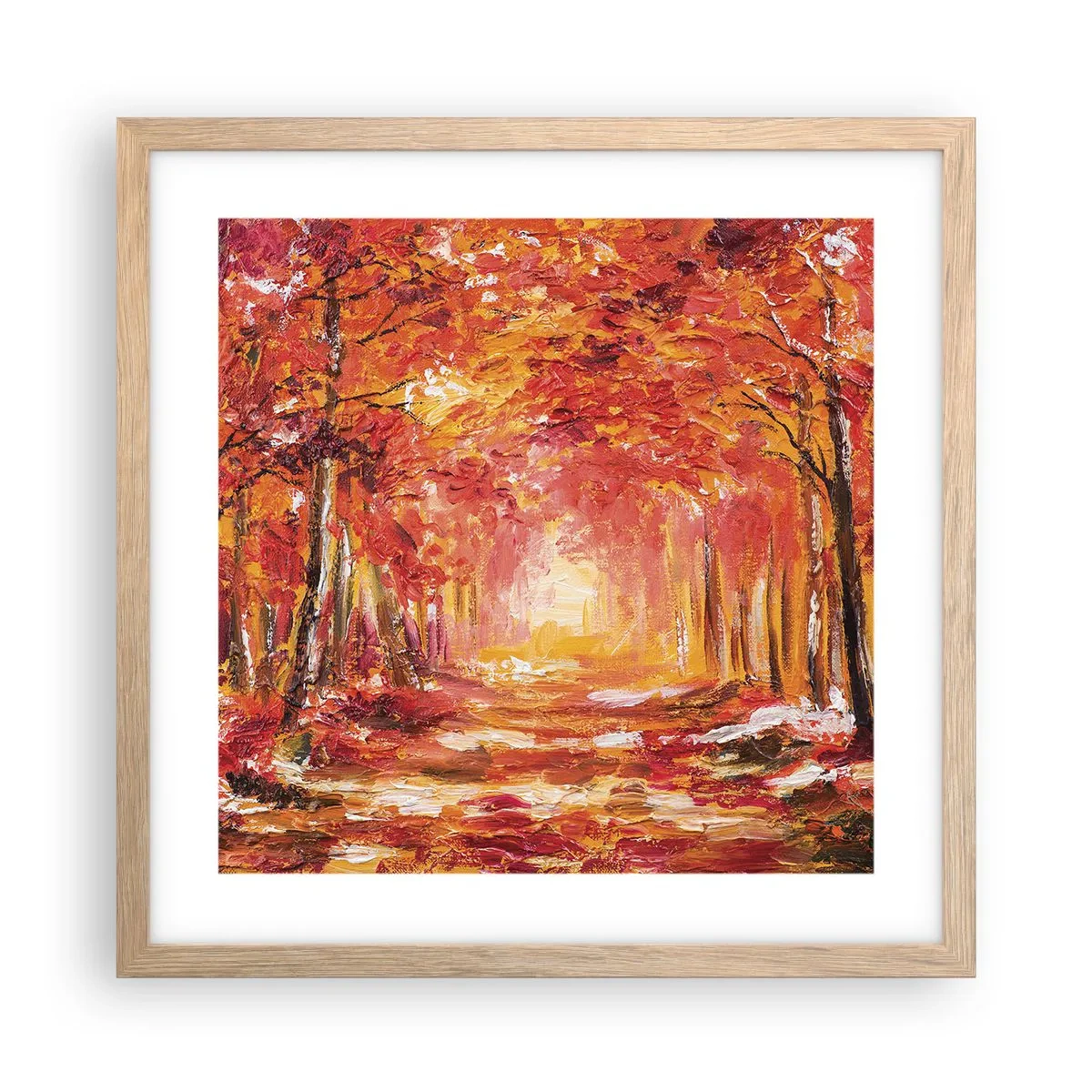 Poster în ramă de stejar deschis - Pădurea de cupru - 40x40 cm
