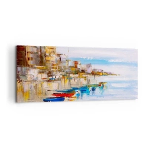Tablou pe pânză - Port urban multicolor - 120x50 cm