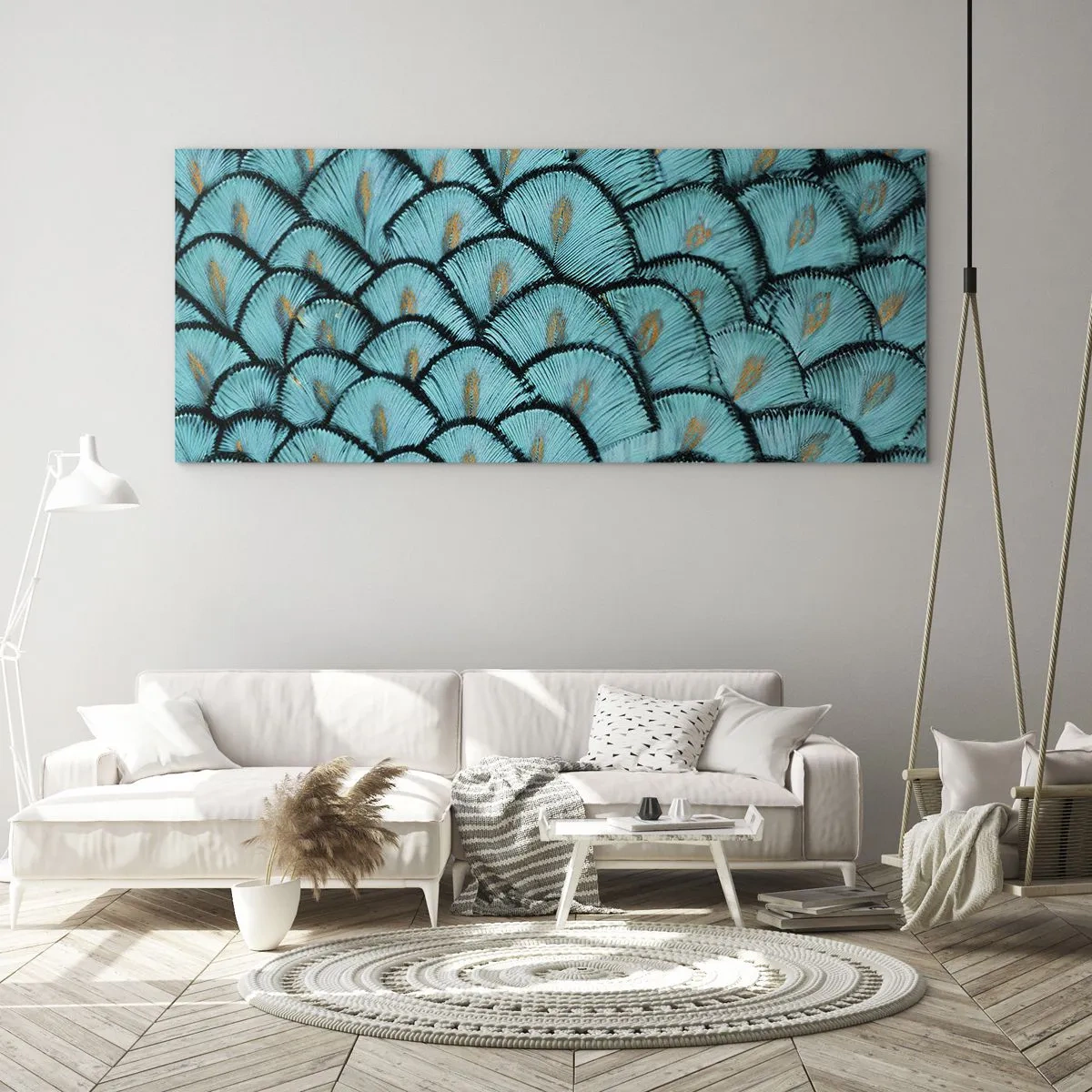 Tablou pe sticlă - Marea gală a penelor - 120x50 cm