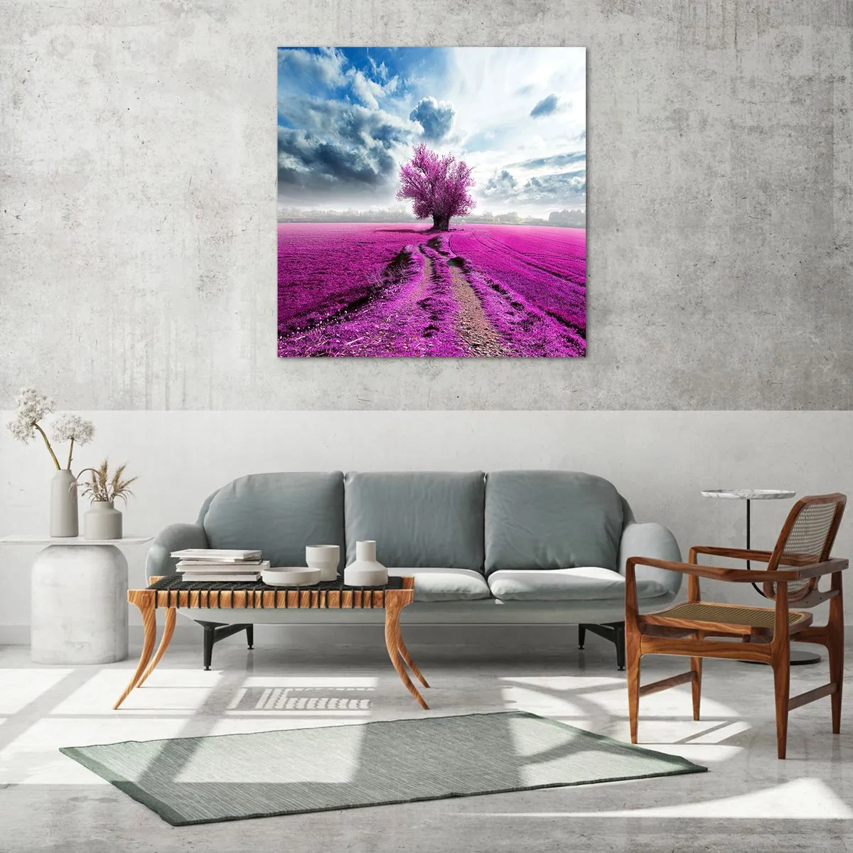 Tablou pe sticlă - Câmpul cu iarbă neagră - 70x70 cm