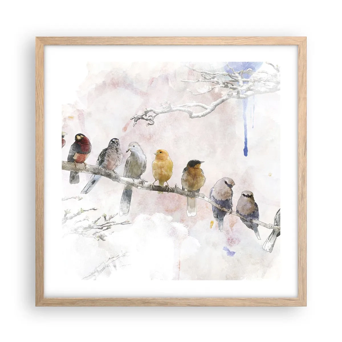 Poster în ramă de stejar deschis - Întâlnire înaripată - 50x50 cm