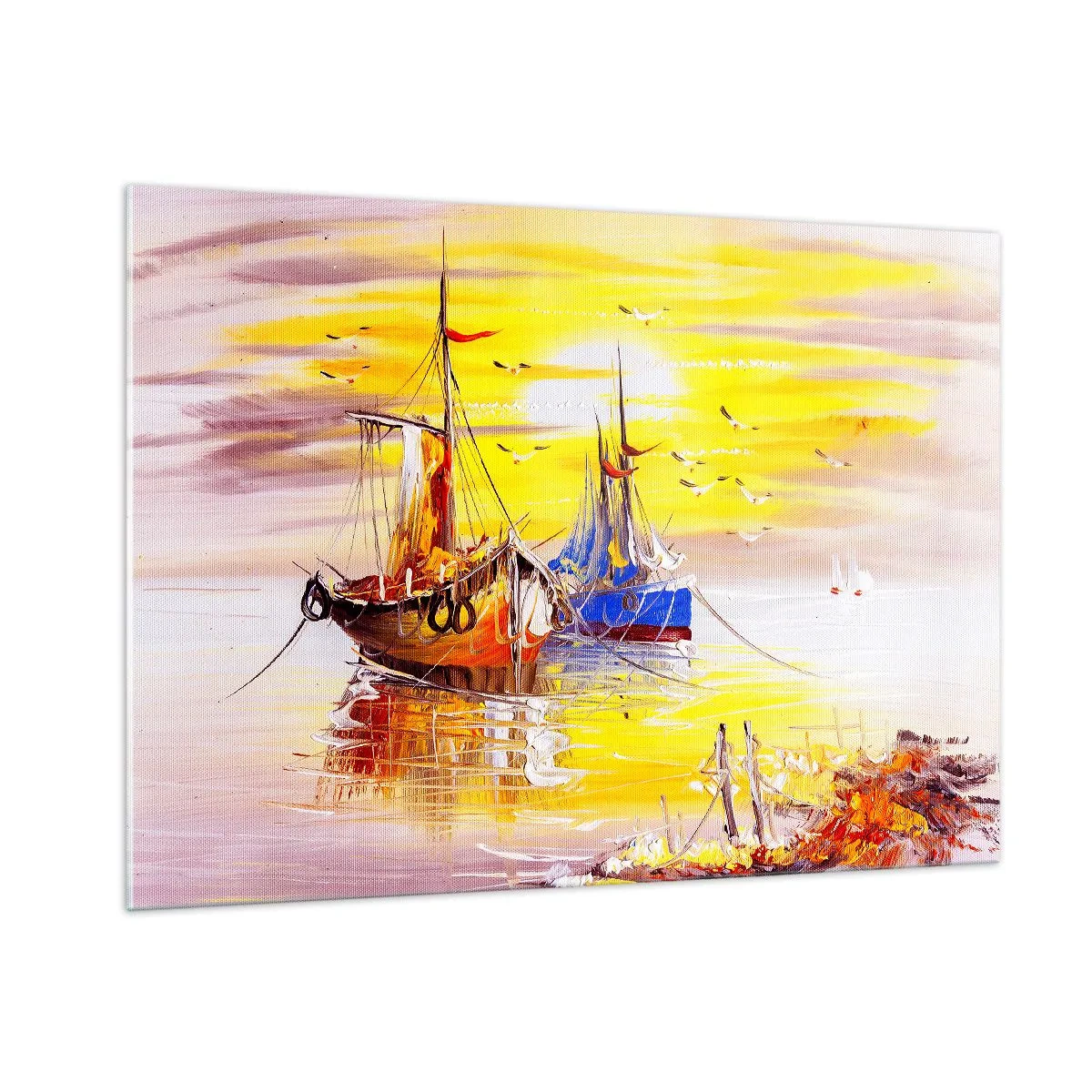 Tablou pe sticlă - O binemeritată odihnă în port - 100x70 cm