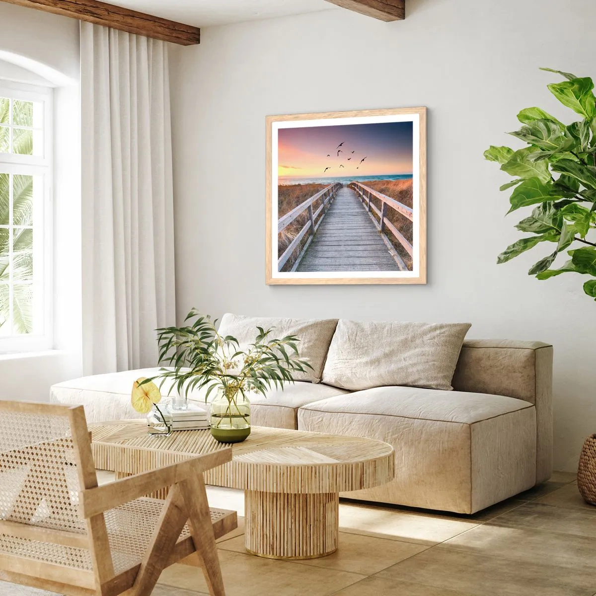 Poster în ramă de stejar deschis - Spațiul pentru a zbura - 40x40 cm