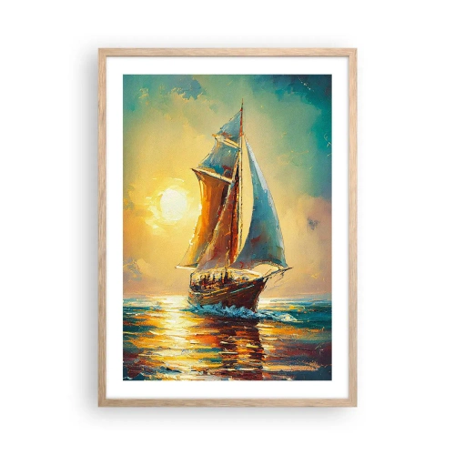 Poster în ramă de stejar deschis - Pânzele umflate de vânt - 50x70 cm