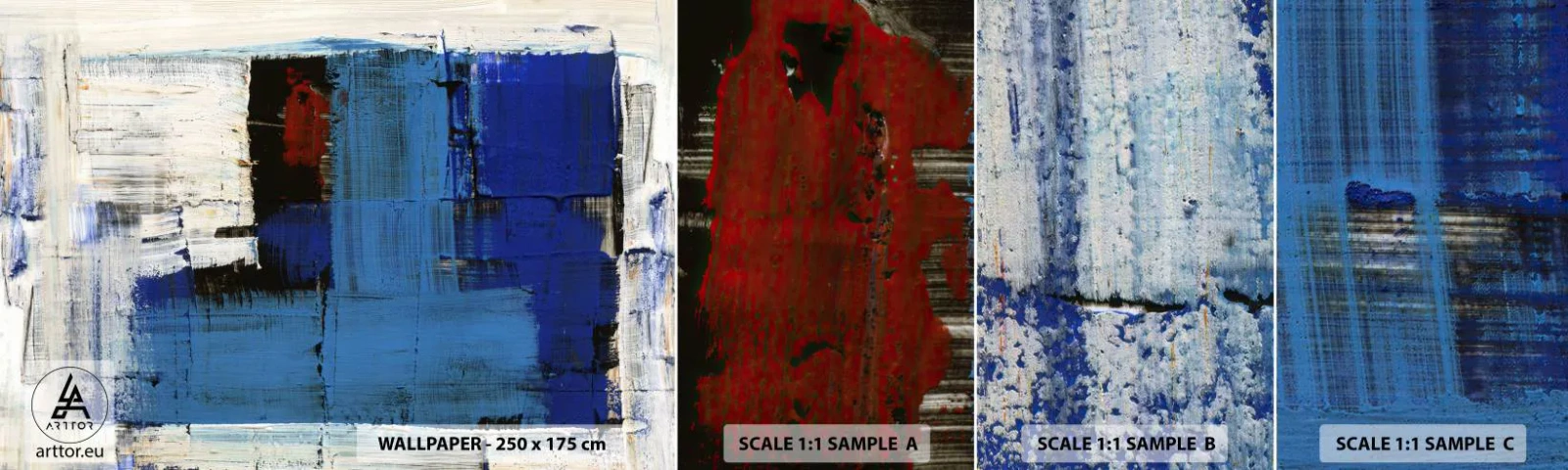 Mostră tapet autocolant Deluxe Sticker - Secretul albastru - Abstracția, Bucată, Modernitatea - 100x30 cm