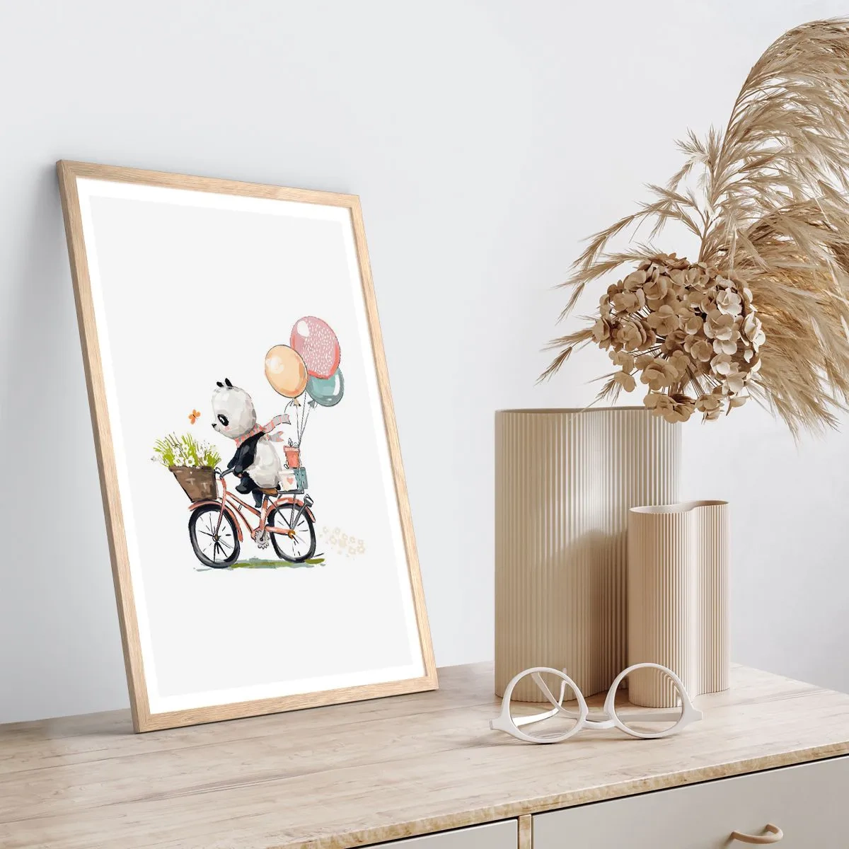 Poster în ramă de stejar deschis - O zi fericită - 30x40 cm