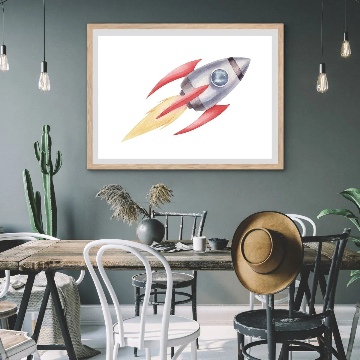 Poster în ramă de stejar deschis - Mai sus, mai repede, mai departe - 70x50 cm