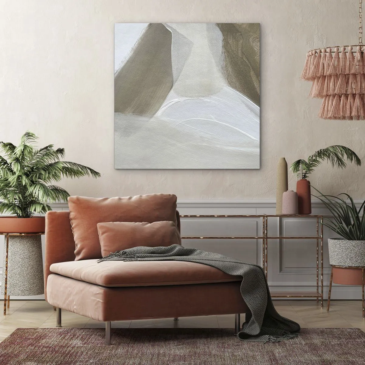 Tablou pe pânză - Val de alb - 60x60 cm