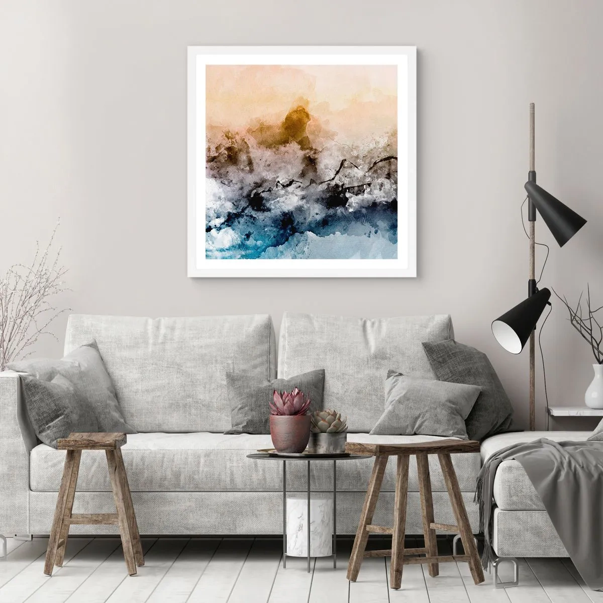 Poster în ramă albă - Scufundate într-un vârtej de ceață - 40x40 cm