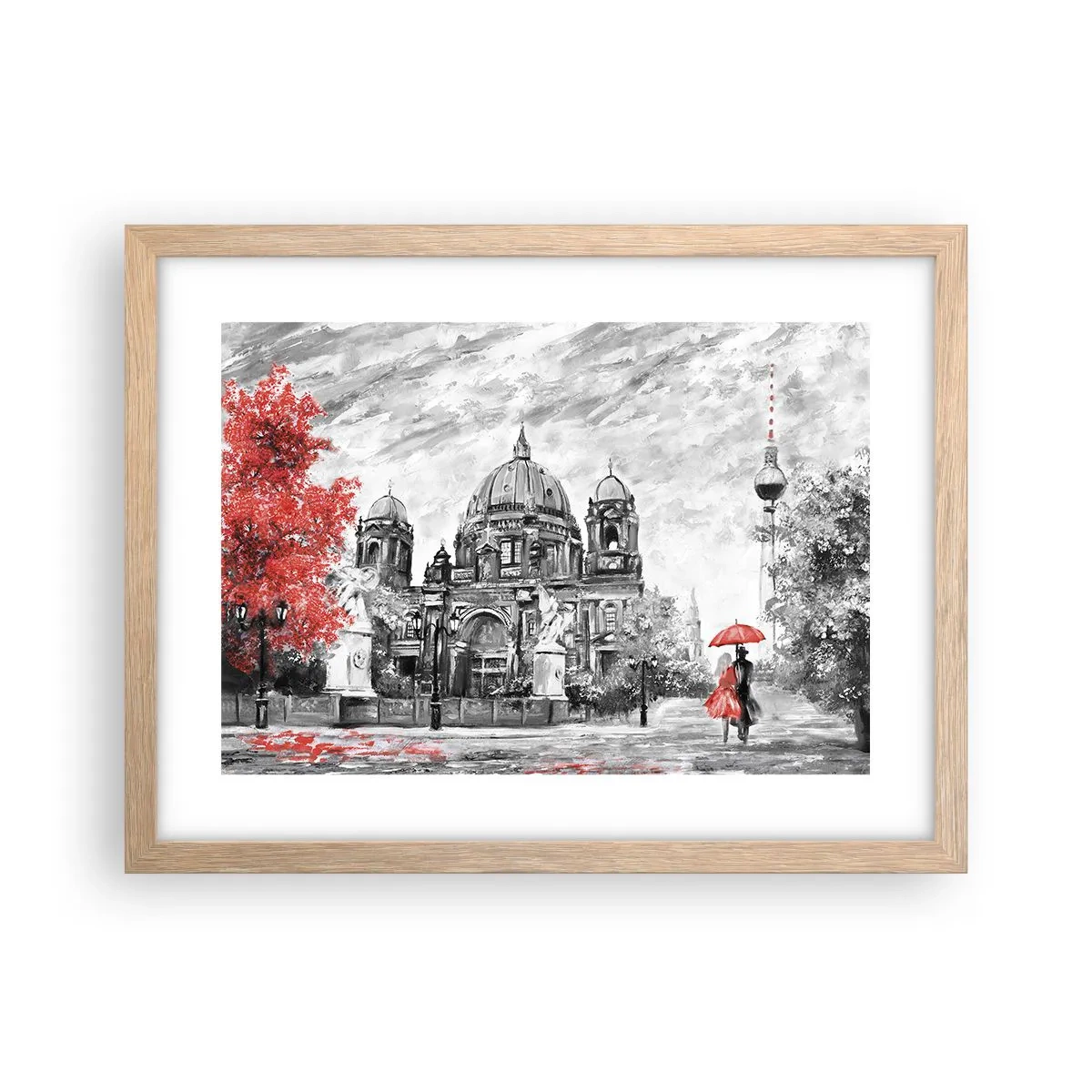 Poster în ramă de stejar deschis - Reuniune în Berlin - 40x30 cm
