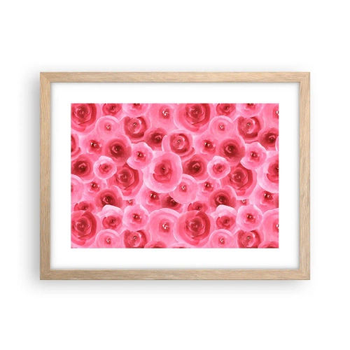 Poster în ramă de stejar deschis - Trandafiri de sus în jos - 40x30 cm