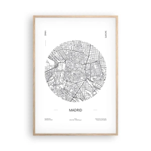 Poster în ramă de stejar deschis - Anatomia Madridului - 70x100 cm