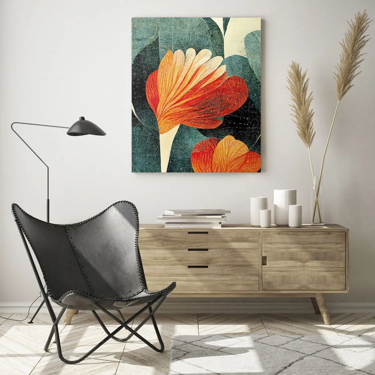 Tablou pe sticlă - Căldura de la tropice și răcoarea verdeței - 50x70 cm