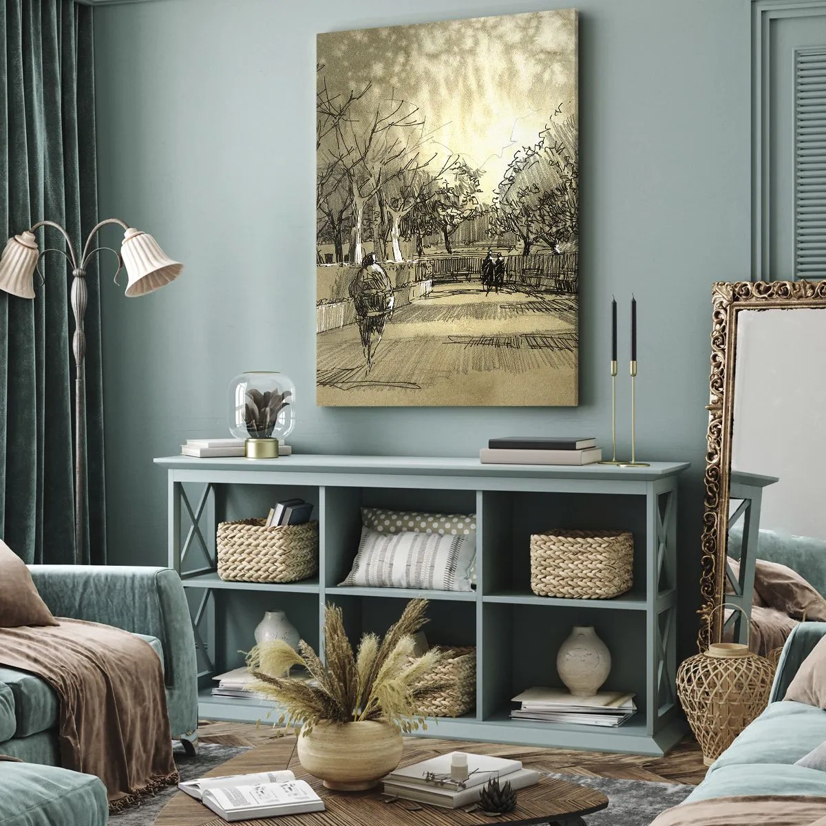 Tablou pe pânză - Un moment reținut cu pene - 45x80 cm