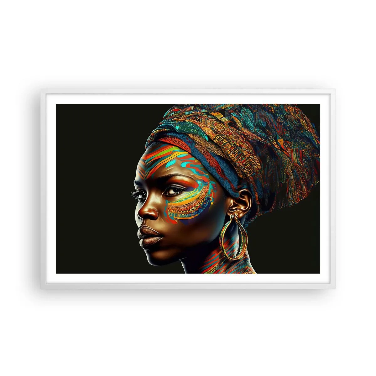 Poster în ramă albă - Regina africană - 91x61 cm