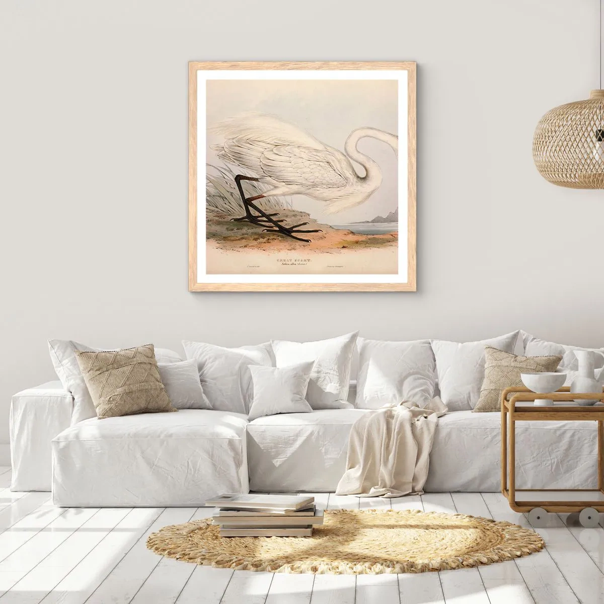 Poster în ramă de stejar deschis - Doamna în stufărișuri - 30x30 cm