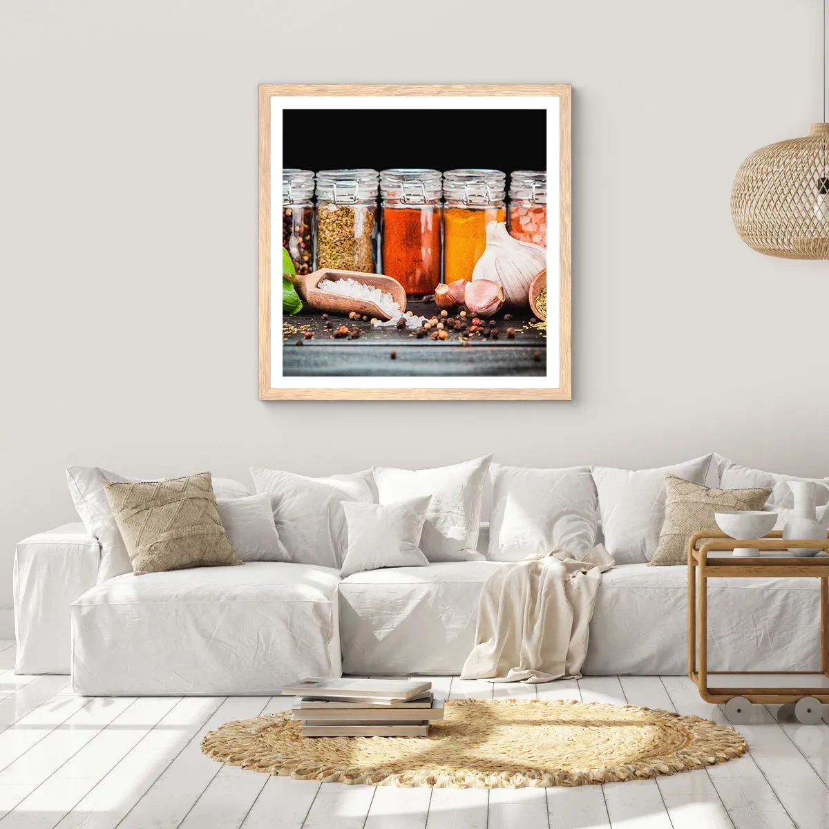 Poster în ramă de stejar deschis - Pentru a da un gust vieții - 40x40 cm