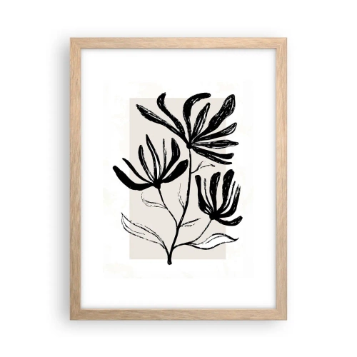 Poster în ramă de stejar deschis - Schiță pentru ierbar - 30x40 cm