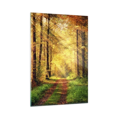 Tablou pe sticlă - Tăcere de aur de pădure - 80x120 cm