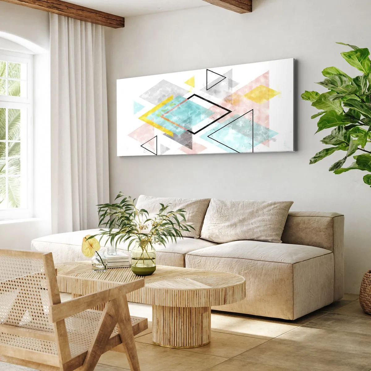 Tablou pe pânză - Joc geometric - 120x50 cm