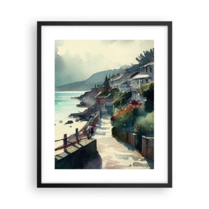 Poster în ramă neagră - Orășel mediteraneean - 40x50 cm