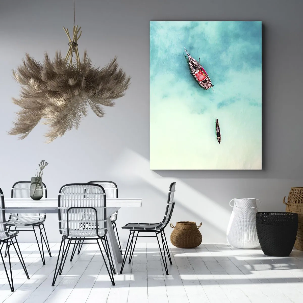 Tablou pe pânză - Pe plajele din Zanzibar, când apele în exces... - 50x70 cm