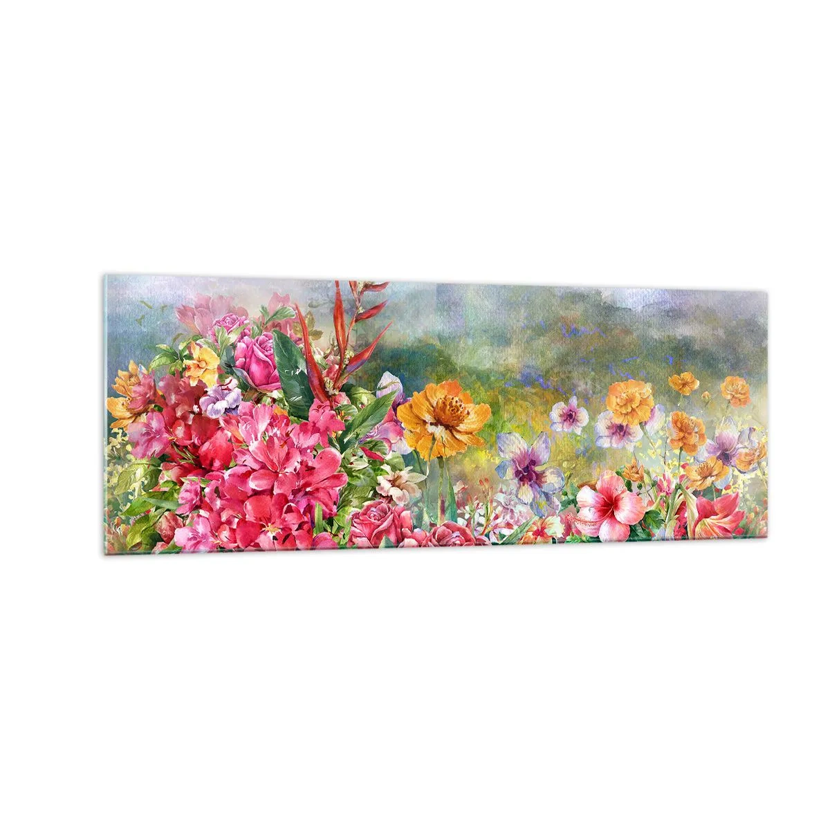 Tablou pe sticlă - O grădină înnebunită - 140x50 cm