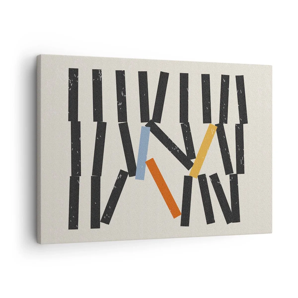 Tablou pe pânză Canvas - Compoziție abstractă cu dreptunghiuri colorate și negre - 70x50cm - Domino - compoziție - Decorațiune modernă pentru perete pentru living și dormitor ARTTOR