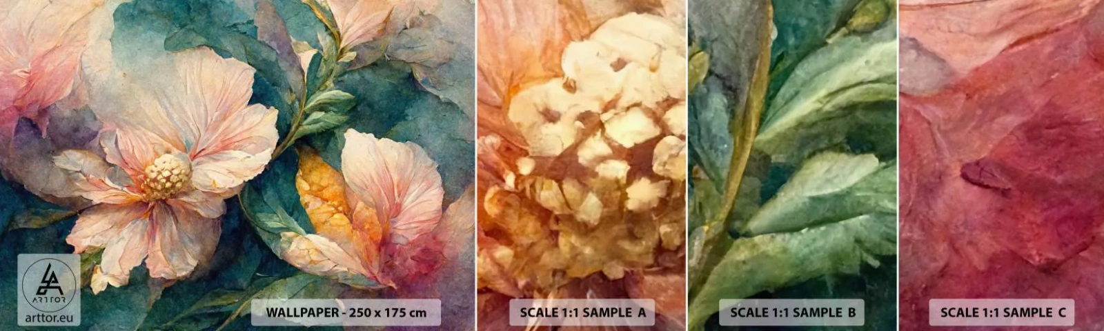 Mostră tapet autocolant Deluxe Sticker - Subtilitate pură - Flori, Clasic, Bucată - 100x30 cm