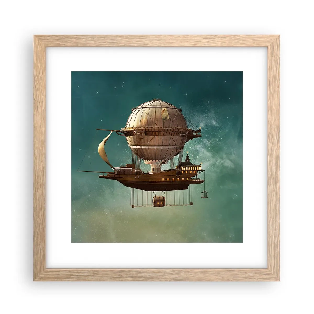 Poster în ramă de stejar deschis - Jules Verne vă transmite salutări - 30x30 cm