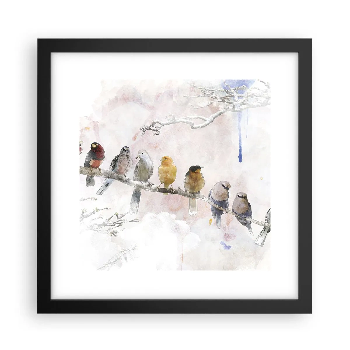 Poster în ramă neagră - Întâlnire înaripată - 30x30 cm