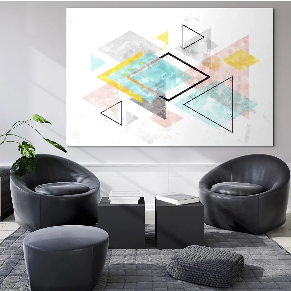 Tablou pe sticlă - Joc geometric - 100x70 cm