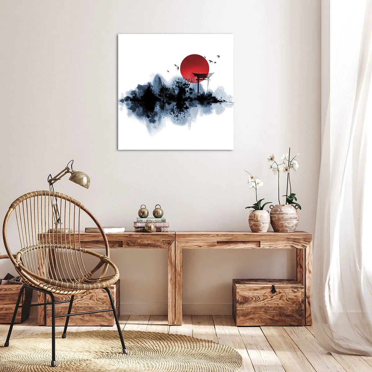 Tablou pe pânză - O vedere japoneză - 30x30 cm