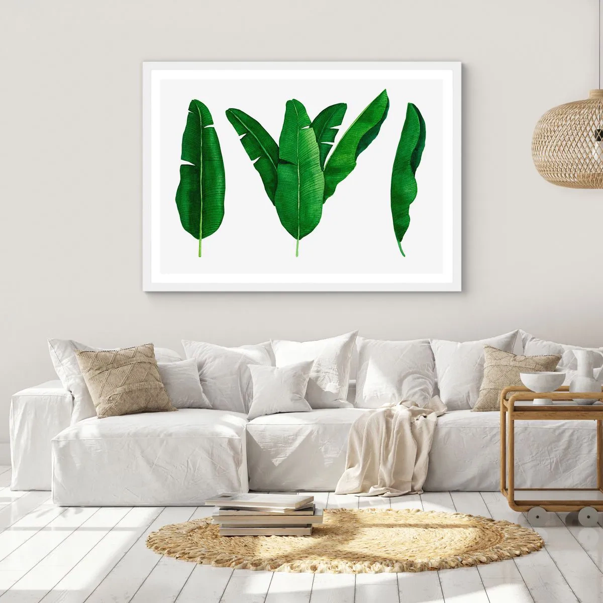 Poster în ramă albă - Simetrie verde - 70x50 cm