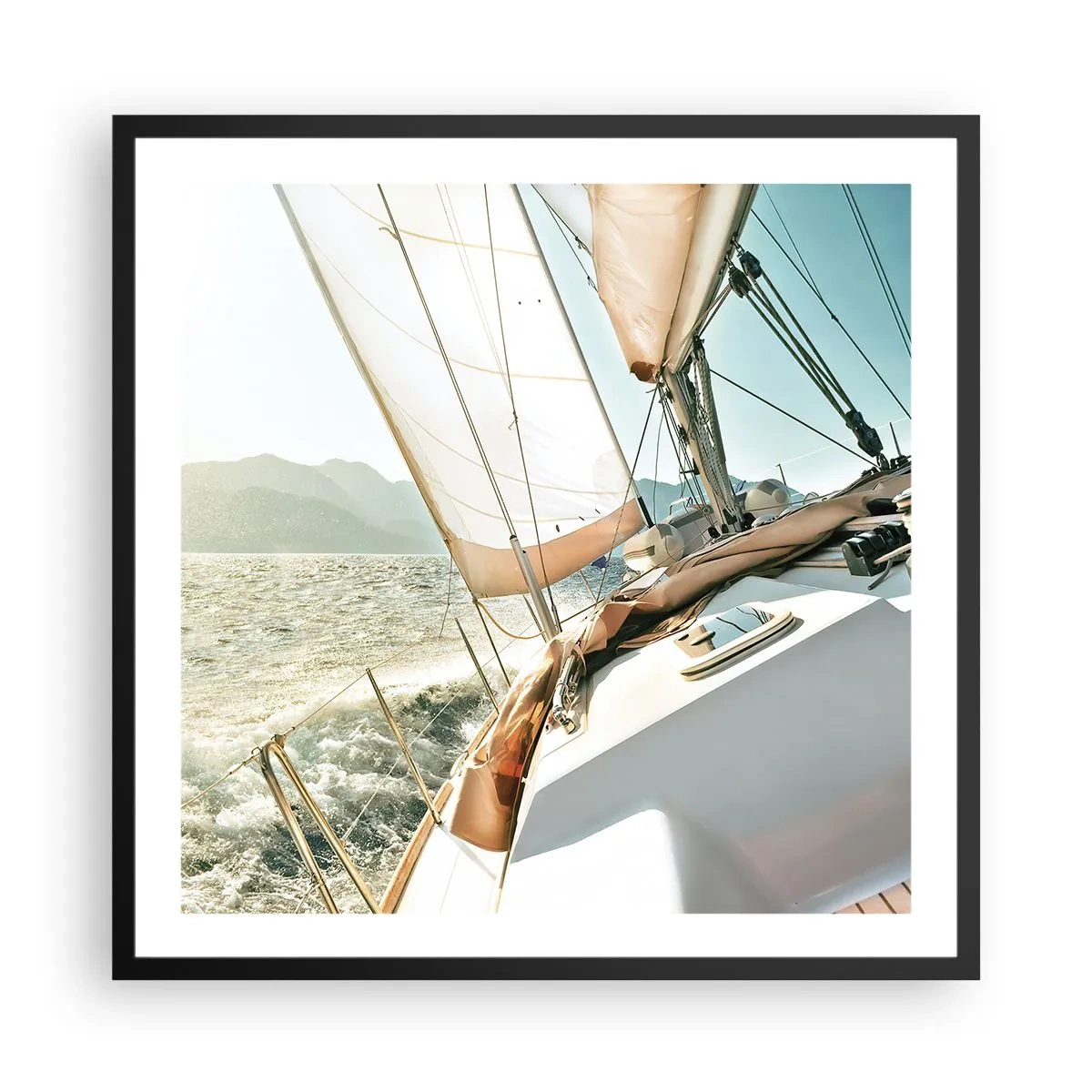 Poster în ramă neagră - Pânzele umflate de vânt - 60x60 cm