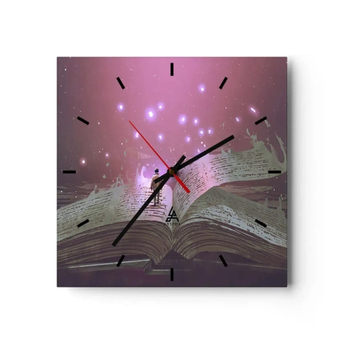 Ceas de perete - Ceas pe sticlă - O invitație către o altă lume - citiți! - 30x30 cm