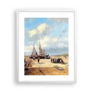 Poster în ramă albă - Pescuit de succes - 40x50 cm