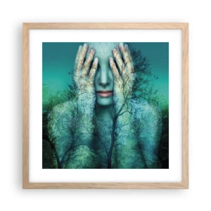 Poster în ramă de stejar deschis - Scufundată în albastru - 40x40 cm