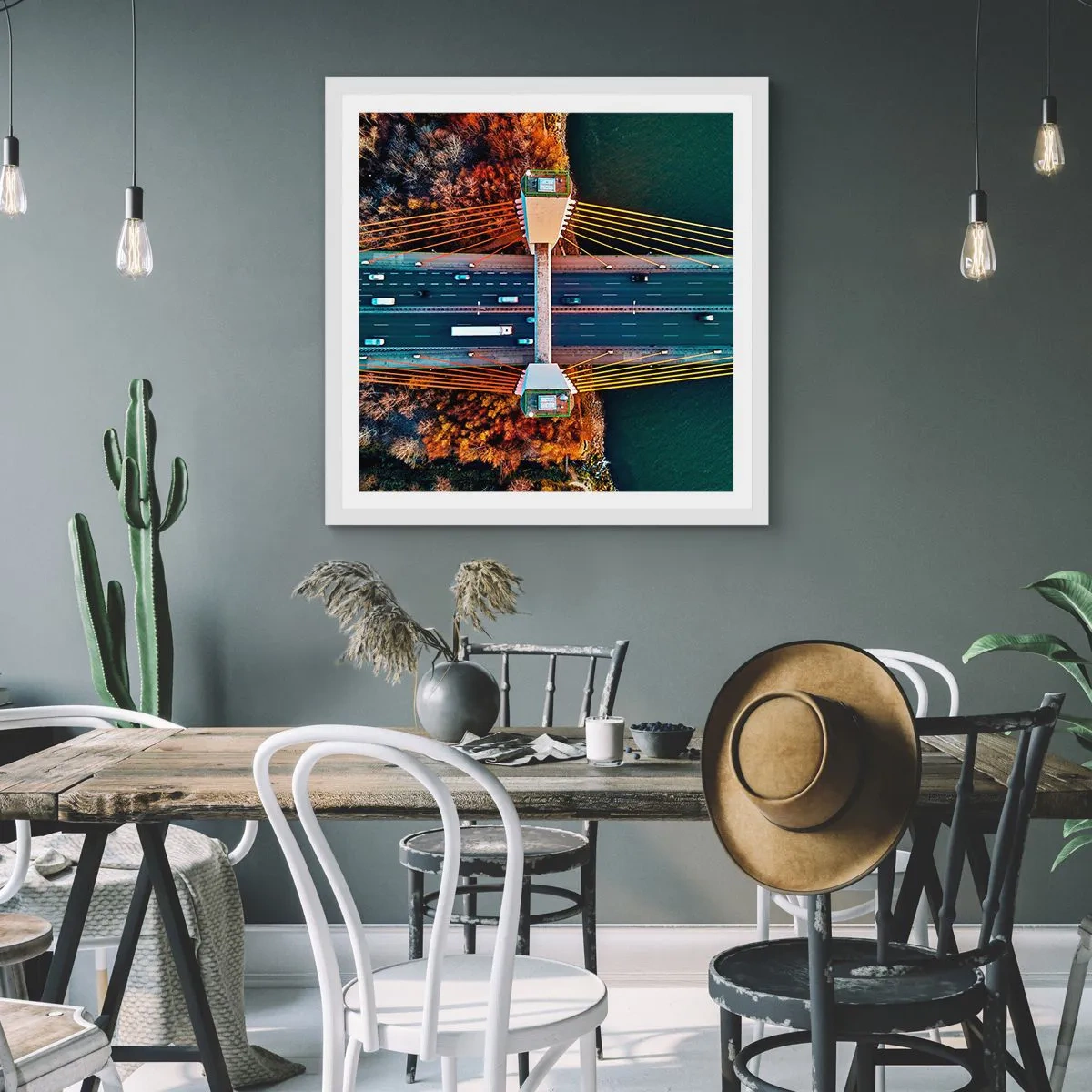 Poster în ramă albă - Din pădure spre apă - 50x50 cm