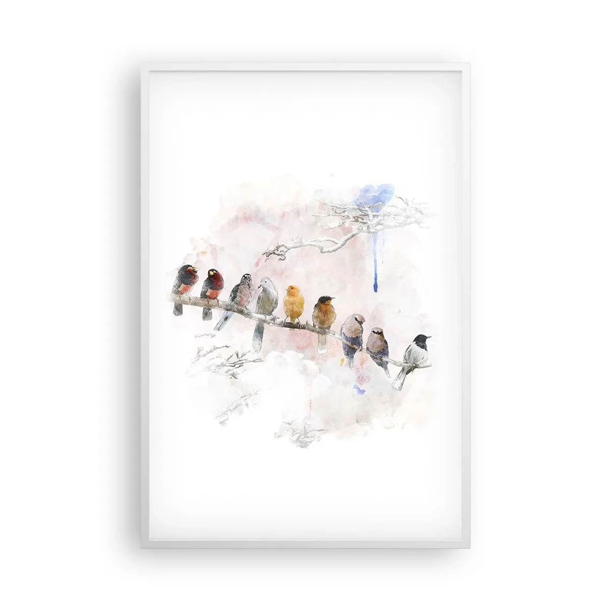 Poster în ramă albă - Întâlnire înaripată - 61x91 cm
