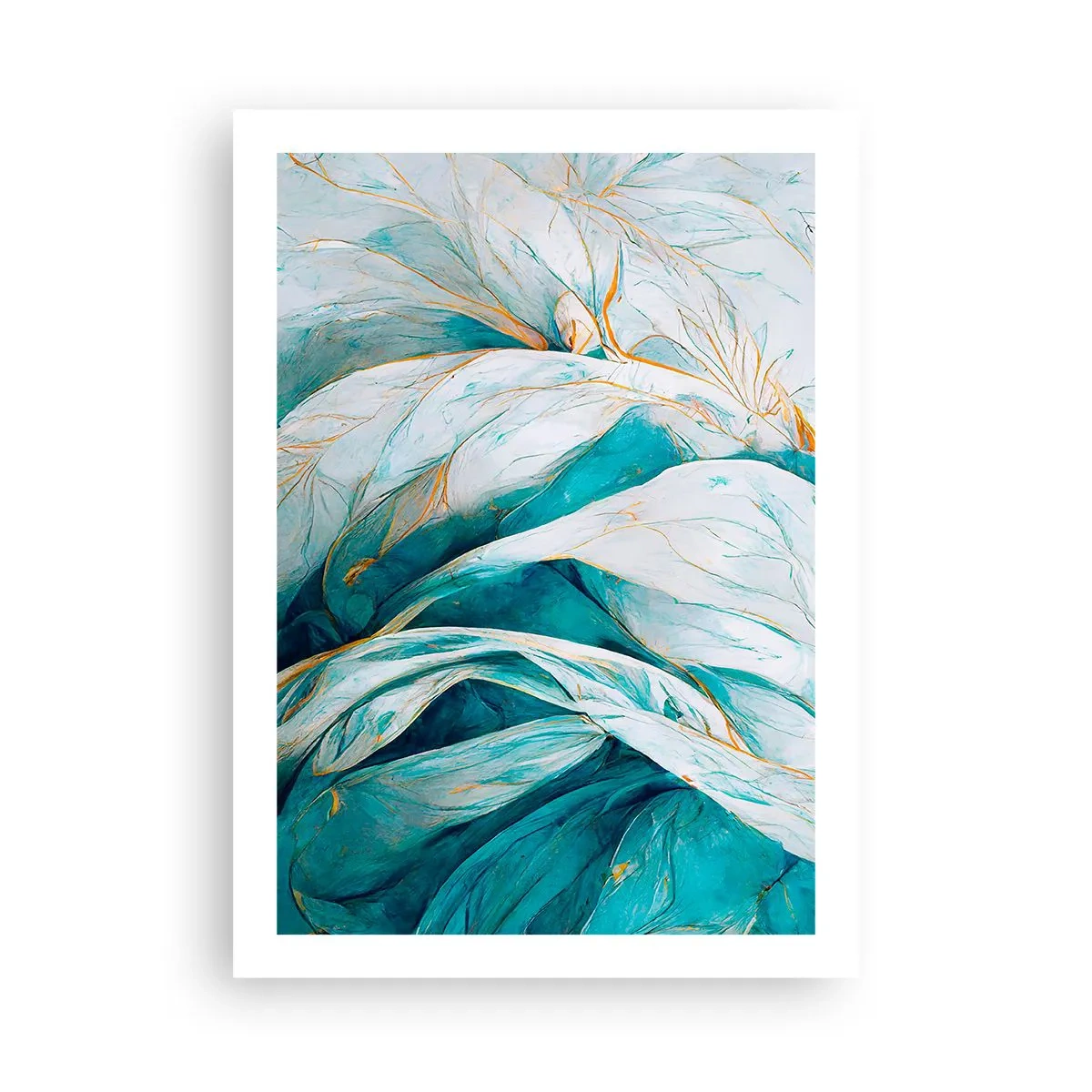 Poster - Abstractul albastru cu motiv auriu - 50x70 cm