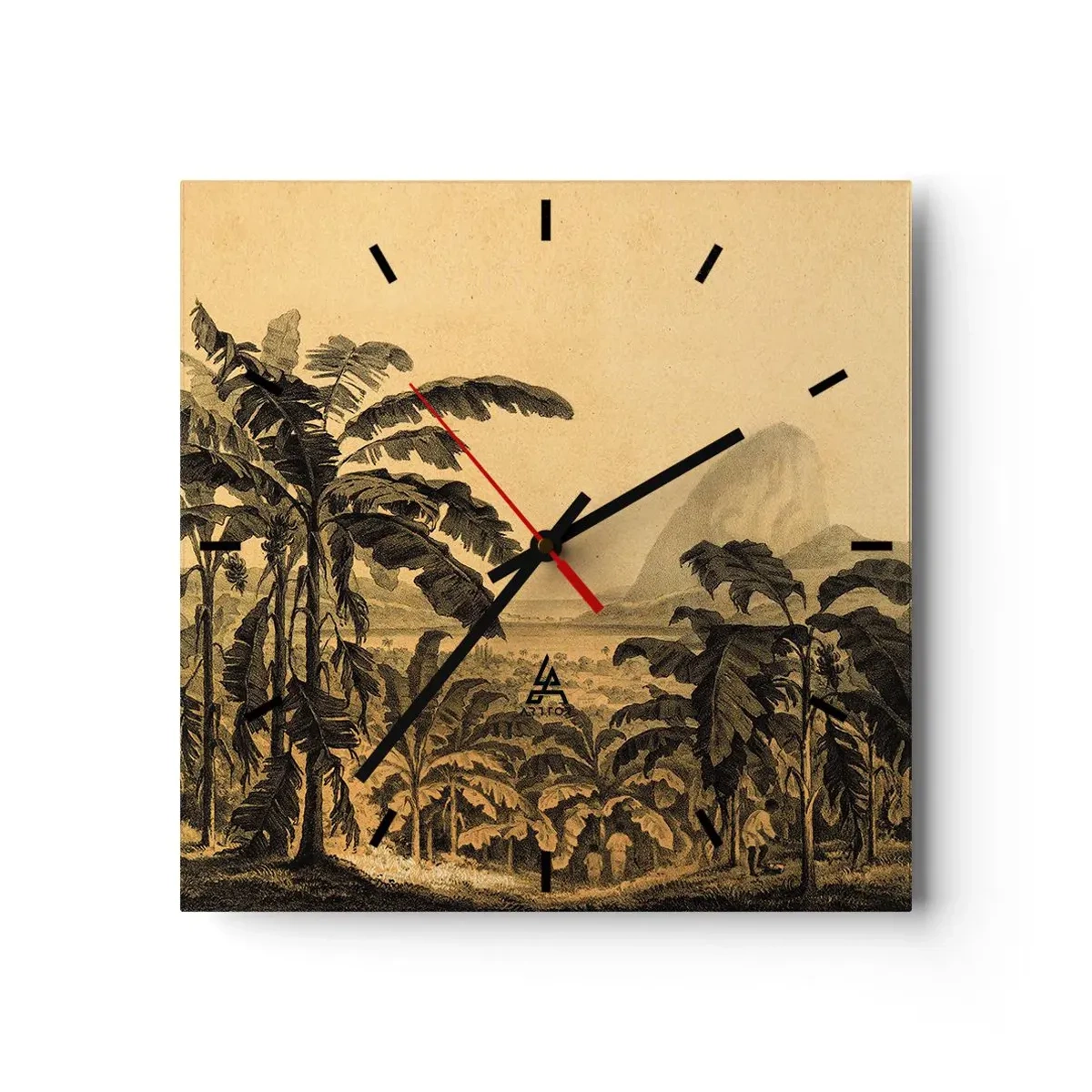 Ceas de perete - Ceas pe sticlă - În stil colonial - 30x30 cm