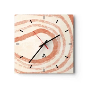 Ceas de perete - Ceas pe sticlă - Cercuri de corali - compoziție - 30x30 cm