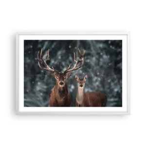 Poster în ramă albă - Stăpânul pădurii și soția sa - 70x50 cm