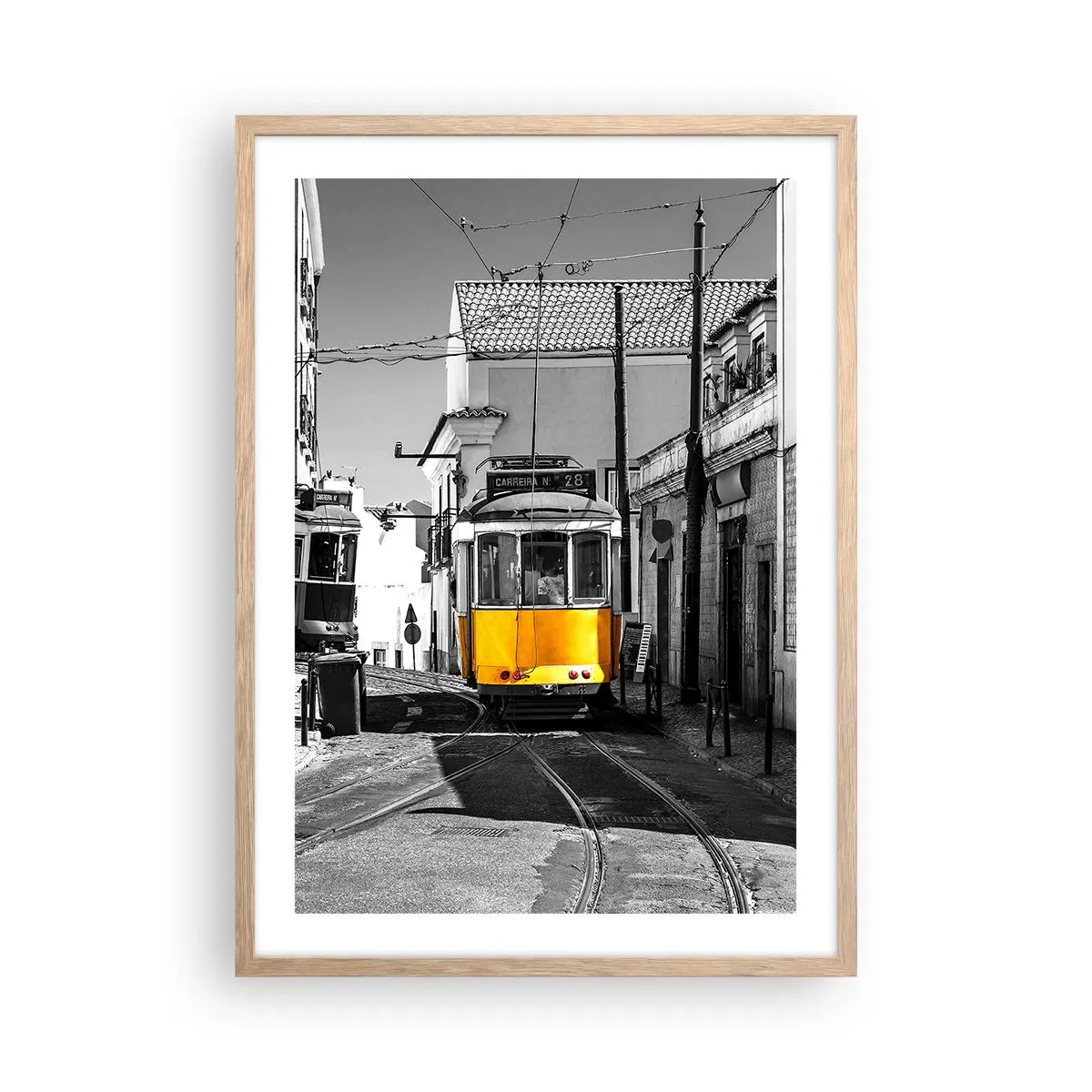 Poster în ramă de stejar deschis - Spiritul Lisabonei - 50x70 cm