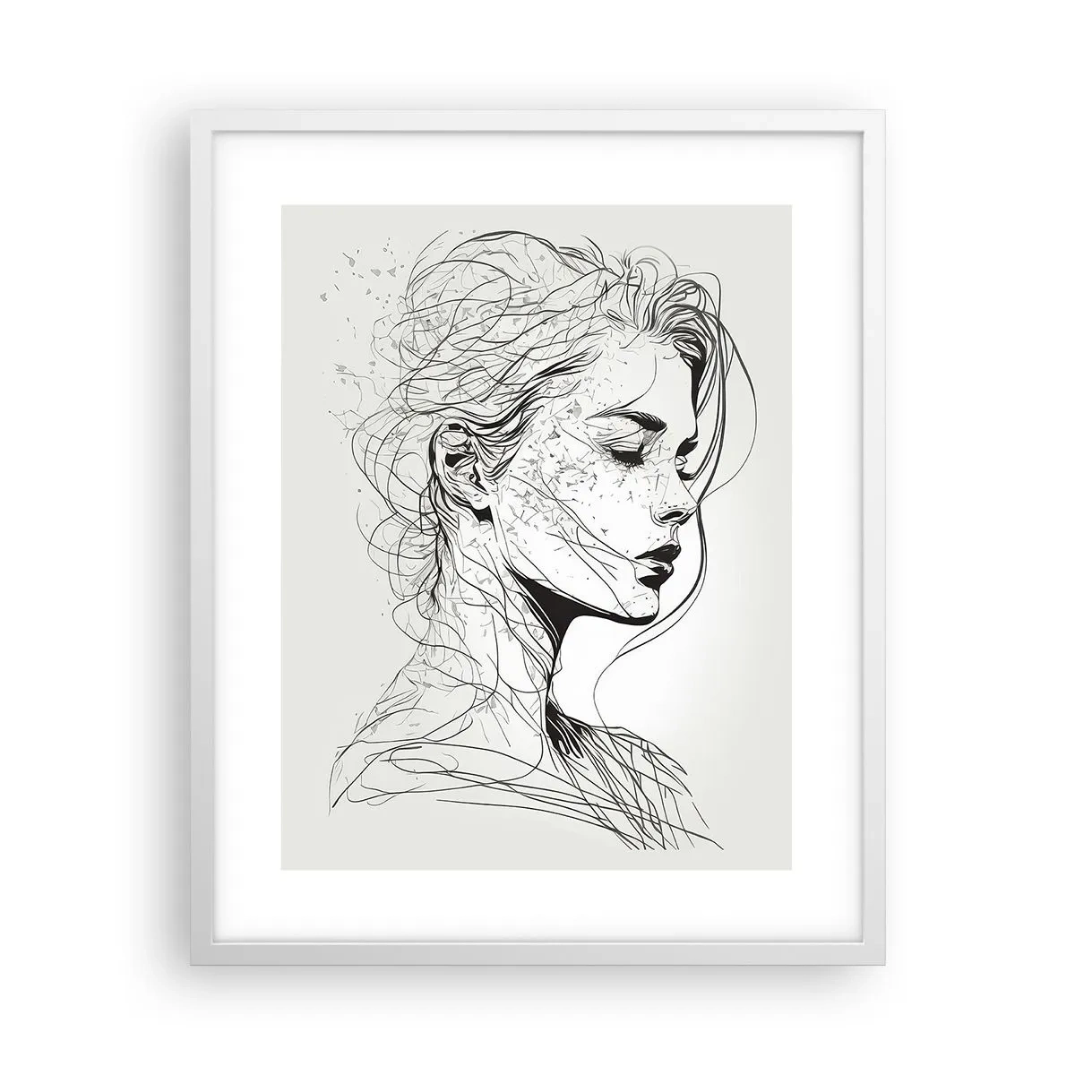 Poster în ramă albă - Desenată cu linii - 40x50 cm