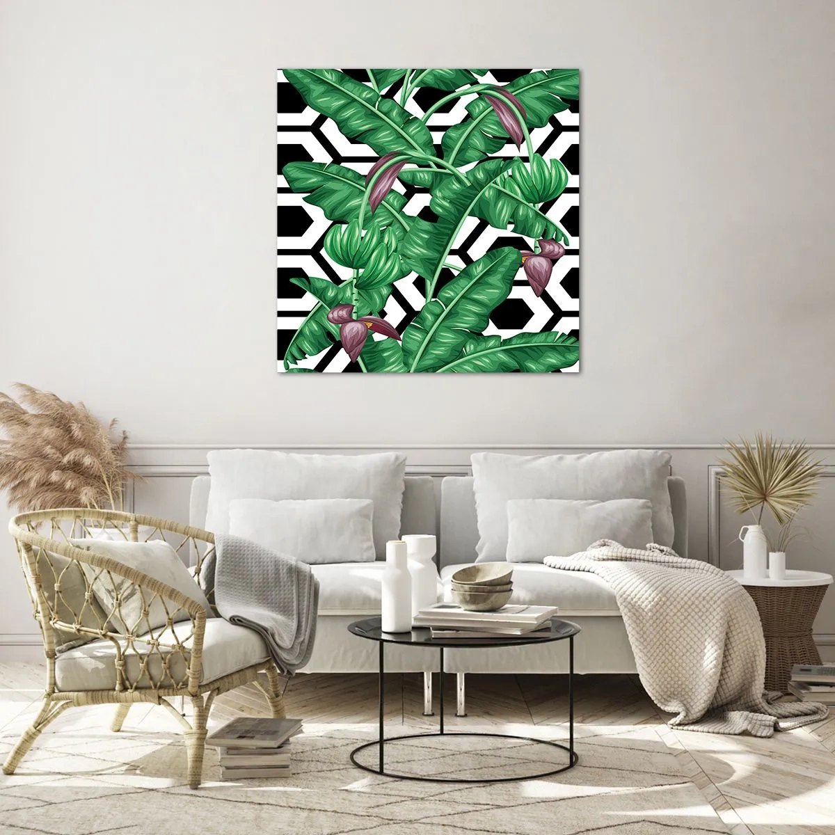 Tablou pe sticlă - Compoziție simetrică din natură - 40x40 cm